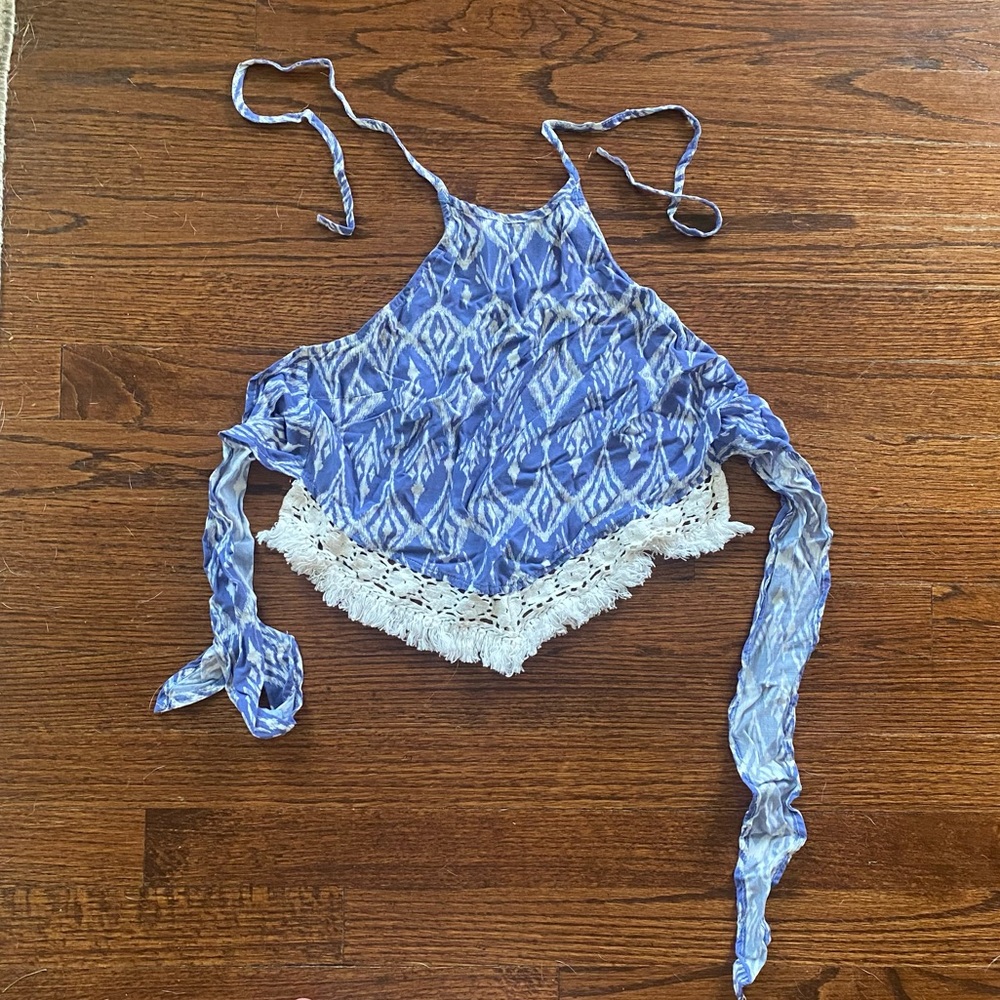 Charlotte Russe | Geometric Print Halter Top With Tassels | Size S
